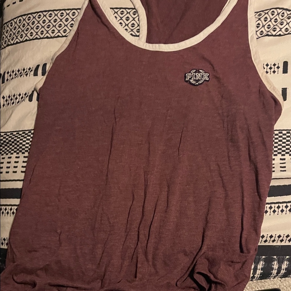 PINK Victoria's Secret Tank Top - Burgundy and White